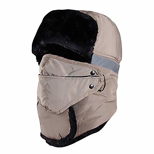 

Trapper Hat Winter Ushanka Tropper Hunting Ski Cap for Men Women Unisex Ear Flap Khaki