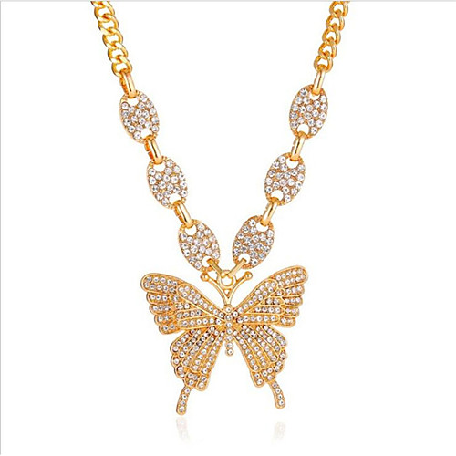 

Women's Cubic Zirconia Pendant Necklace Classic Butterfly Fashion Alloy Black Blushing Pink Gold Silver 455 cm Necklace Jewelry 1pc For Anniversary Party Evening Gift Festival