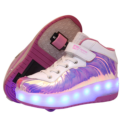 

Boys' Trainers Athletic Shoes Roller Skate Shoes LED Shoes USB Charging PU LED Shoes Big Kids(7years ) Red Pink Silver Fall