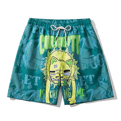 

Men's Swim Trunks Board Shorts Swimsuit Print Animal Green Swimwear Bathing Suits Casual Cute / Sports