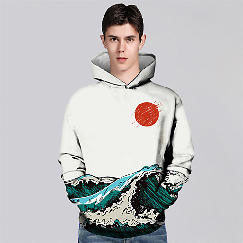 

Men's Pullover Hoodie Sweatshirt Lines / Waves Graphic Prints Print Sports & Outdoor Daily 3D Print Casual Hoodies Sweatshirts Dark Gray Beige