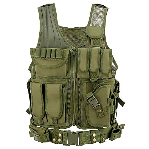 

tactical vest men, tactical action vest for camping hiking cs field outdoor (khaki)