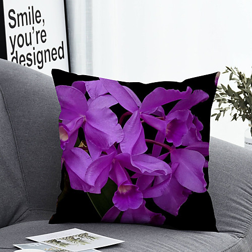 

1 pcs Polyester Pillow Cover & Insert, Floral&Plants Simple Classic Square Zipper Polyester Traditional Classic