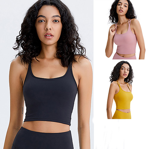 

Women's Baselayer Top Stretchy Sweat wicking Fitness Solid Autumn / Fall Winter Chinlon Elastane Beach Jogging Black Yellow Pink / Sleeveless / Micro-elastic / Solid Colored