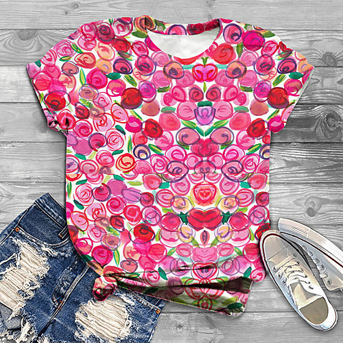 

Women's Plus Size Print Floral Fruit T shirt Shirt Large Size Round Neck Short Sleeve Tops Big Size