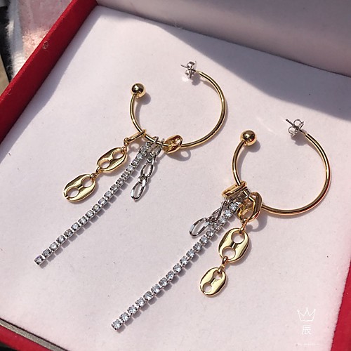 

Women's Clear Cubic Zirconia Hoop Earrings Geometrical Happy Stylish Simple Earrings Jewelry Gold / Silver For Daily Prom