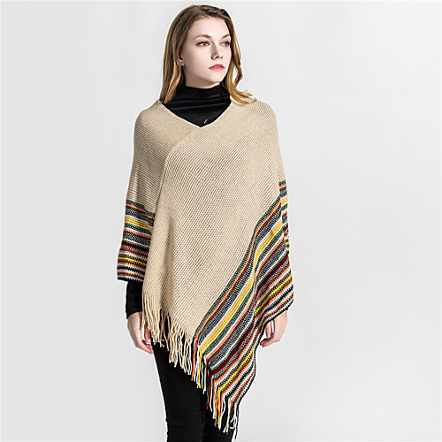 

Sleeveless Ladies / Shawls Orlon Party / Party / Evening Shawl & Wrap / Women's Wrap With Tassel / Stripe