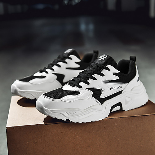 

Men's Trainers Athletic Shoes Sporty Casual Athletic Running Shoes Basketball Shoes Tissage Volant Breathable Non-slipping Wear Proof Black and White Black Fall