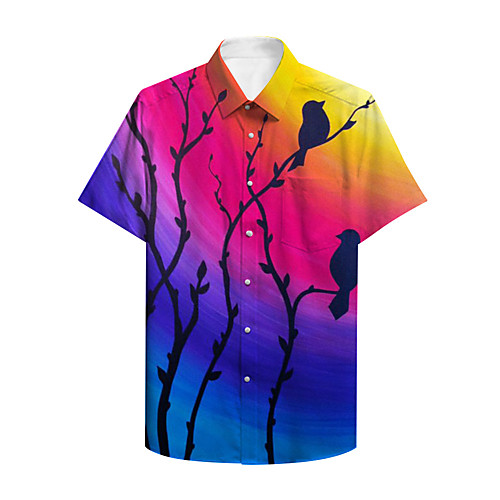 

Men's Shirt 3D Print Graphic Print Short Sleeve Daily Tops Basic Casual Rainbow