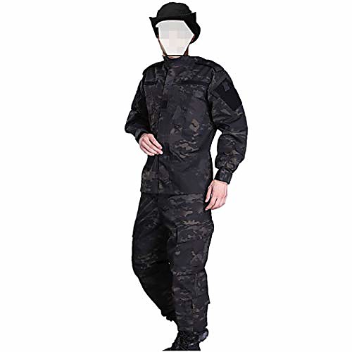 

cosyjia airsoft shirt & pants suit, men's camouflage camo combat bdu jacket shirt & pants uniform multi-pocket with belt for war game army military paintball airsoft hunting shooting (mcbk)