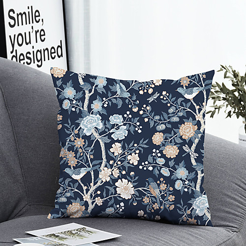 

1 pcs Polyester Pillow Cover & Insert, Floral&Plants Simple Classic Square Zipper Polyester Traditional Classic