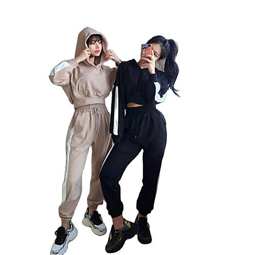 

Women's 2 Piece Cropped Tracksuit Sweatsuit Athletic Athleisure 2pcs Winter Long Sleeve Thermal Warm Moisture Wicking Breathable Fitness Gym Workout Running Jogging Exercise Sportswear Normal Hoodie