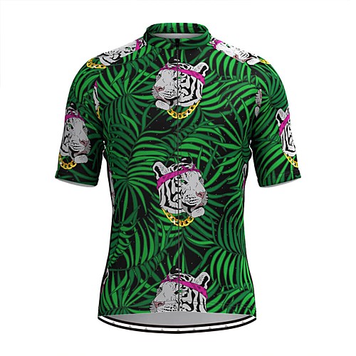 

Men's Short Sleeve Cycling Jersey Green Tiger Bike Top Mountain Bike MTB Road Bike Cycling Breathable Sports Clothing Apparel / Stretchy / Athletic