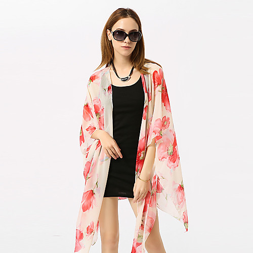 

Sleeveless Shawls / Flower Terylene Honeymoon / Holiday Shawl & Wrap / Women's Wrap With Printing