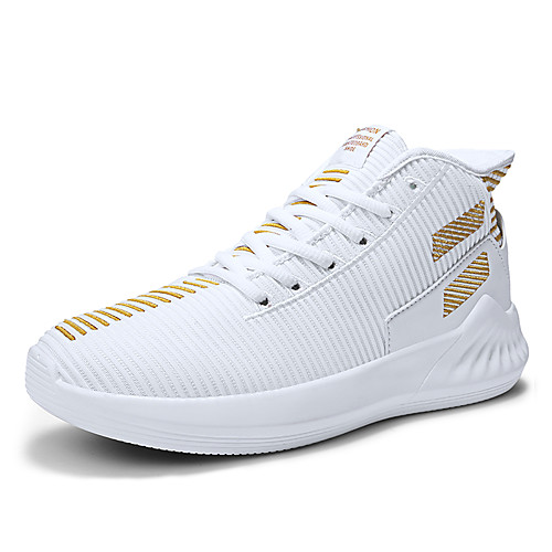 

Men's Trainers Athletic Shoes Sporty Outdoor Basketball Shoes Tissage Volant Non-slipping Black / Gold Black / Red White Fall Spring