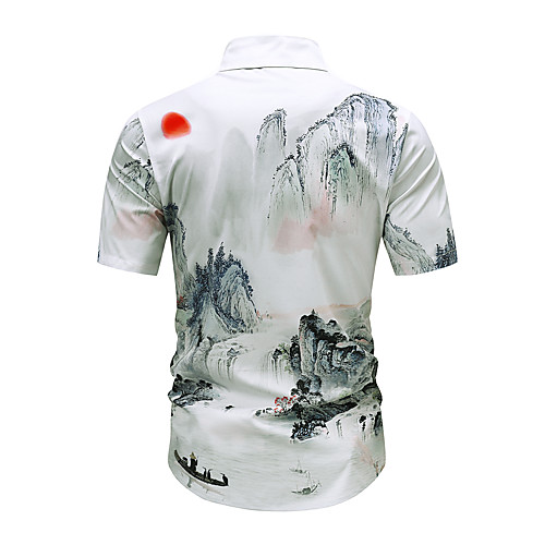 

Men's Shirt 3D Print Graphic 3D Print Short Sleeve Casual Tops Chinese Style White