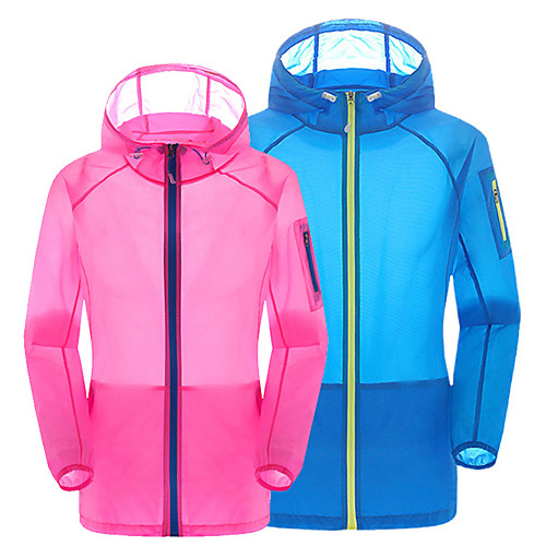 

Women's Hiking Skin Jacket Hiking Windbreaker Long Sleeve Outerwear Jacket Top Outdoor Packable Lightweight UV Sun Protection Breathable Autumn / Fall Spring Solid Color Lake blue Sapphire orange