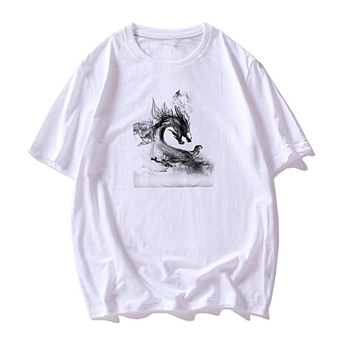 

Men's Unisex T shirt Other Prints Graphic Animal Plus Size Print Short Sleeve Daily Tops Basic Casual White Red Yellow