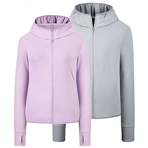 

Women's Hiking Skin Jacket Hiking Windbreaker Long Sleeve Outerwear Jacket Top Outdoor Packable Lightweight UV Sun Protection Breathable Summer Solid Color Male white Female white Female pink Hunting