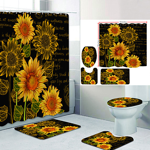 

Bathroom Shower Curtain & Mat Set Modern Polyester New Design