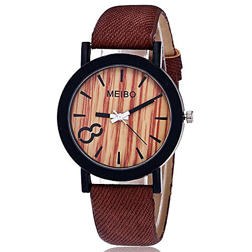 

Gift Watch Wensltd Clearance Sale! Women Men Wooden Color Leather Watch