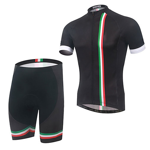 

Men's Short Sleeve Cycling Jersey with Shorts Elastane Black Bike Sports Clothing Apparel