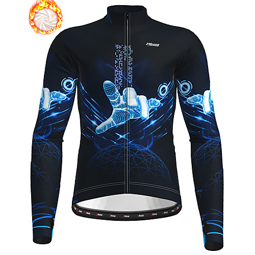 

21Grams Men's Long Sleeve Cycling Jacket Winter Fleece Dark Navy Bike Jacket Top Mountain Bike MTB Road Bike Cycling Thermal Warm Fleece Lining Breathable Sports Clothing Apparel / Stretchy