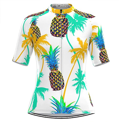 

Women's Short Sleeve Cycling Jersey White Tropical Flowers Fruit Bike Top Mountain Bike MTB Road Bike Cycling Breathable Quick Dry Sports Clothing Apparel / Stretchy / Athleisure