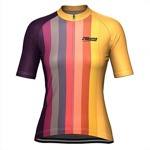 

21Grams Women's Short Sleeve Cycling Jersey Yellow Stripes Bike Top Mountain Bike MTB Road Bike Cycling Breathable Quick Dry Sports Clothing Apparel / Stretchy / Athleisure