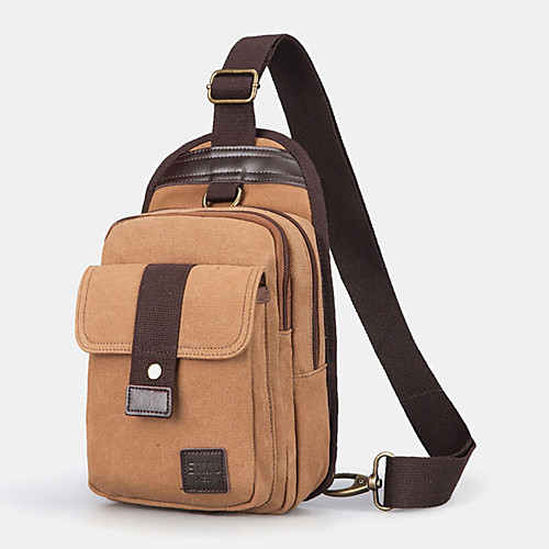 

men vinatge anti-theft canvas chest bag shoulder bag
