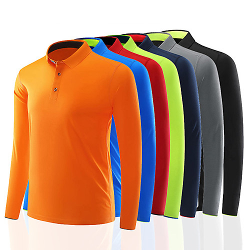 

Men's Hiking Polo Shirt Long Sleeve Tee Tshirt Sweatshirt Top Outdoor Lightweight Breathable Quick Dry Sweat wicking Autumn / Fall Cotton Solid Color Navy fluorescent green Kong Lan Hunting Fishing