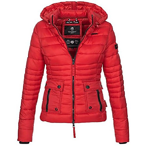 

Damen Jacke Steppjacke Übergangsjacke gesteppt Kapuze 11 Farben B602 [B602-Rot-Gr.M]