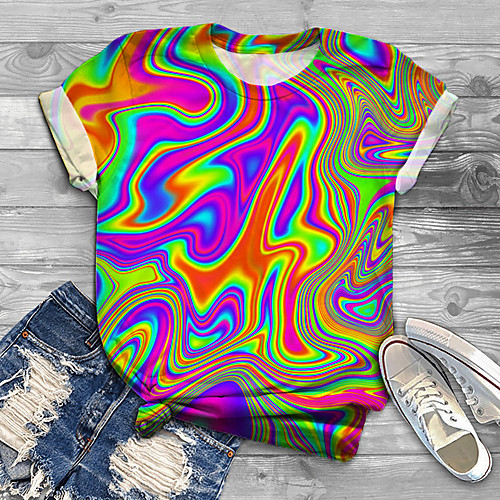 

Women's Plus Size Print Graphic T shirt Large Size Round Neck Short Sleeve Streetwear Tops Big Size