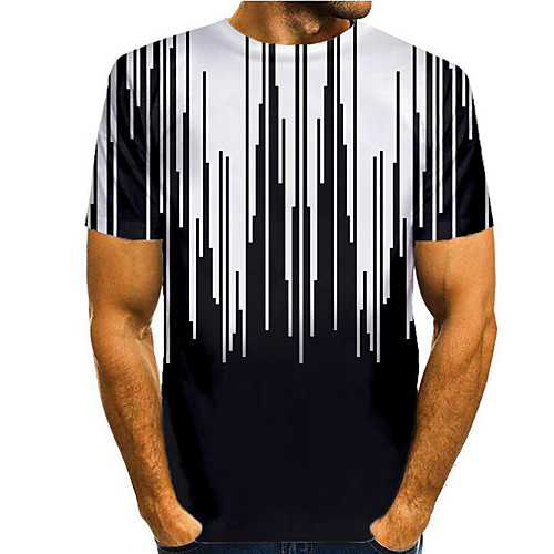 

Men's T shirt 3D Print Graphic 3D Print Short Sleeve Casual Tops Simple Classic Black / White