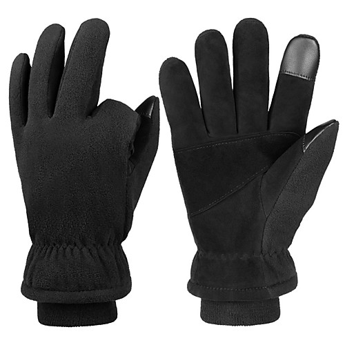 

Winter Gloves,Thermal Leather Warm Gloves with Windproof Deerskin Suede Leather Palm and Polar Fleece Back for Skiing Running Cycling Outdoor 1 Pair (L)