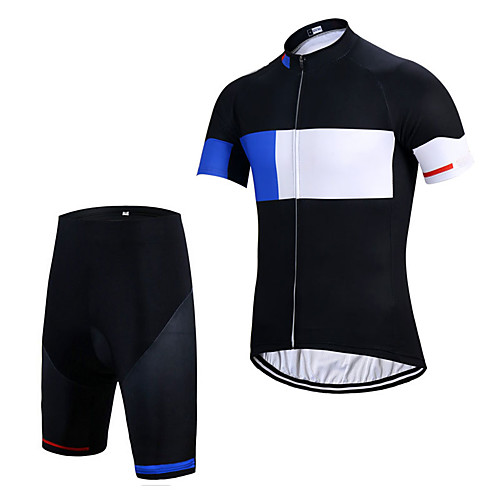 

Men's Short Sleeve Cycling Jersey with Shorts Elastane Black Bike Sports Clothing Apparel