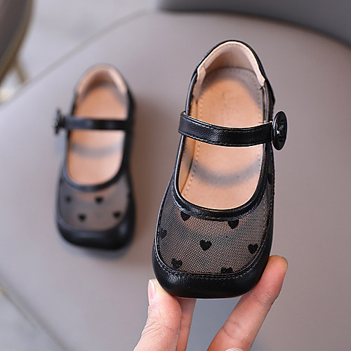 

Girls' Flats Princess Shoes PU Little Kids(4-7ys) Daily Walking Shoes Almond Black Fall Spring / Square Toe