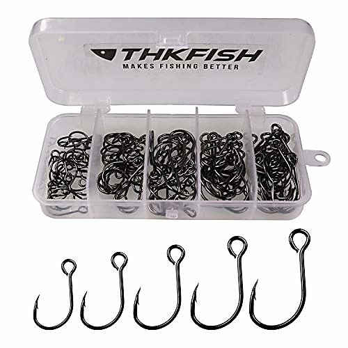 

100pcs/Box Inline Single Hook Large Eye with Barbed Replacement Fishing Hook for Spoon Lures Baits Jigs Spinner #2#1 1/0 2/0 3/0 Black