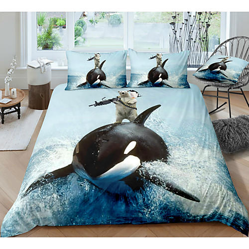 

Riding Shark 3-Piece Duvet Cover Set Hotel Bedding Sets Comforter Cover with Soft Lightweight Microfiber, Include 1 Duvet Cover, 2 Pillowcases for Double/Queen/King(1 Pillowcase for Twin/Single)