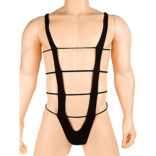 

Men's Basic White Black Romper Solid Colored