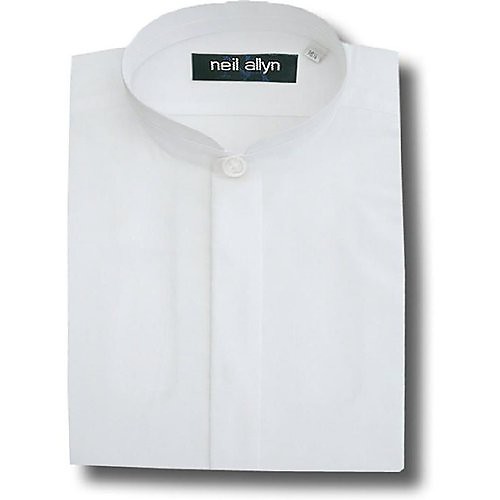

Black Banded Collar Poly Cotton Shirt for Men