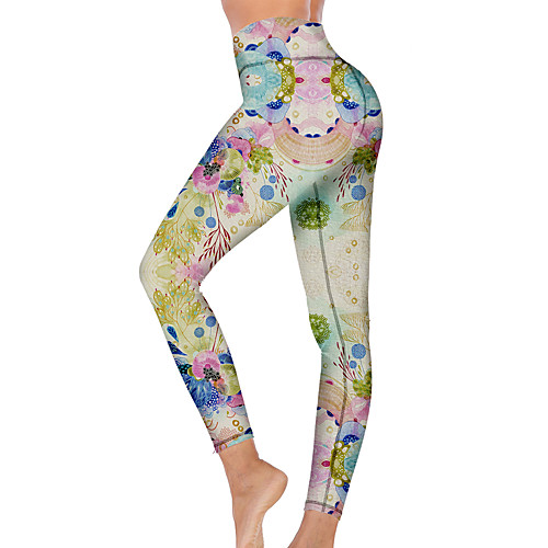 

21Grams Women's High Waist Yoga Pants Cropped Leggings Tummy Control Butt Lift Breathable Green Fitness Gym Workout Running Winter Sports Activewear High Elasticity