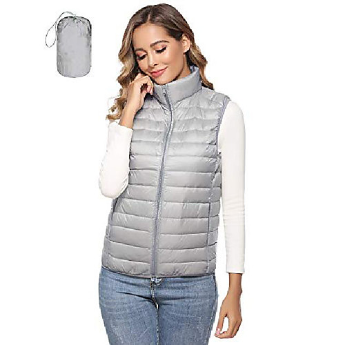 

Women's Sports Puffer Jacket Hiking Vest / Gilet Outdoor Down Jacket Winter Outdoor Solid Color Thermal Warm Packable Lightweight Breathable Top Hunting Fishing Climbing Light Gray Wine Black Blue