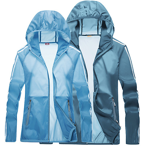 

Women's Rain Jacket Hiking Skin Jacket Hiking Windbreaker Long Sleeve Outerwear Jacket Top Outdoor Packable Lightweight UV Sun Protection Breathable Summer Solid Color Male white Female white Female