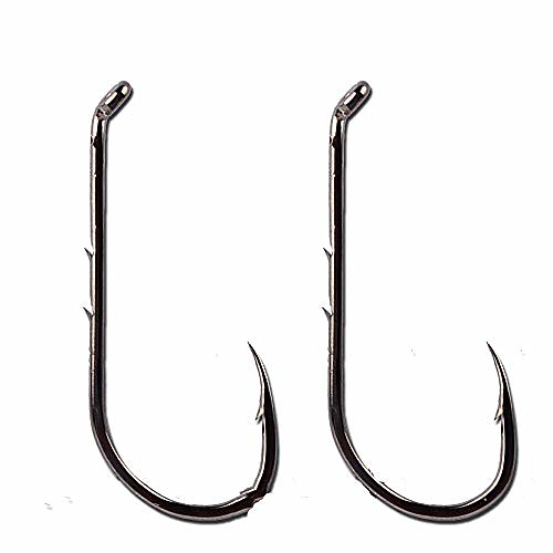 

100pcs High Carbon Steel Bait Holder Fishing Hooks Octopus Barbed Jig Hooks with 2 Baitholder Barbs Durable Jig Fish Hooks Size 1#-6/0# (2/0#)