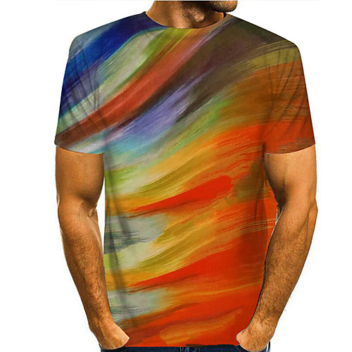 

Men's T shirt 3D Print Graphic 3D Print Short Sleeve Casual Tops Simple Classic Rainbow