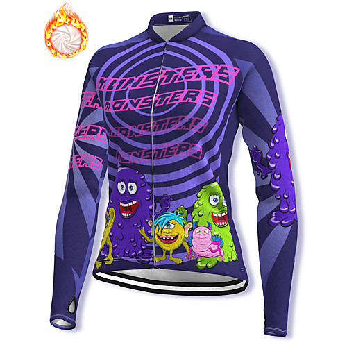 

21Grams Women's Long Sleeve Cycling Jacket Winter Fleece Spandex Purple Cartoon Bike Jacket Mountain Bike MTB Road Bike Cycling Fleece Lining Warm Sports Clothing Apparel / Stretchy / Athleisure