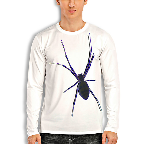 

Men's T shirt 3D Print 3D Animal 3D Print Long Sleeve Daily Tops Casual White