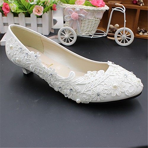 

Women's Wedding Shoes Chunky Heel Pointed Toe Wedding Flats Wedding Walking Shoes PU Rhinestone Pearl Floral 3 cm heel [standard size] 5 cm heel [standard size] 8 cm heel [standard size]