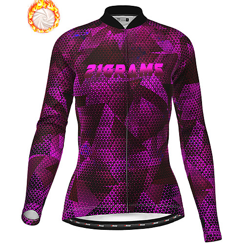 

21Grams Women's Long Sleeve Cycling Jacket Winter Fleece Polyester Purple Geometic Bike Jacket Top Mountain Bike MTB Road Bike Cycling Thermal Warm Fleece Lining Breathable Sports Clothing Apparel